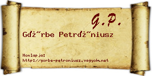 Görbe Petróniusz névjegykártya